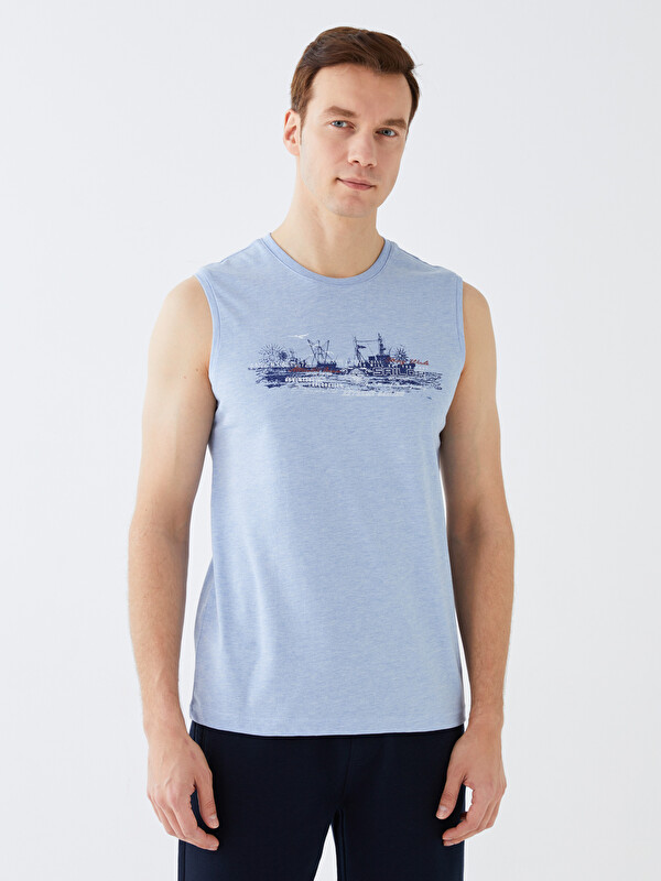 LCWAIKIKI Classic Crew Neck Printed Jersey Men's Sleeveless T-Shirt