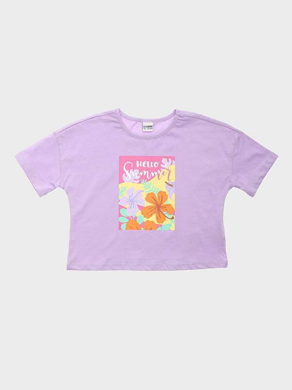 LCW Kids Crew Neck Printed Short Sleeve Girls' T-Shirt