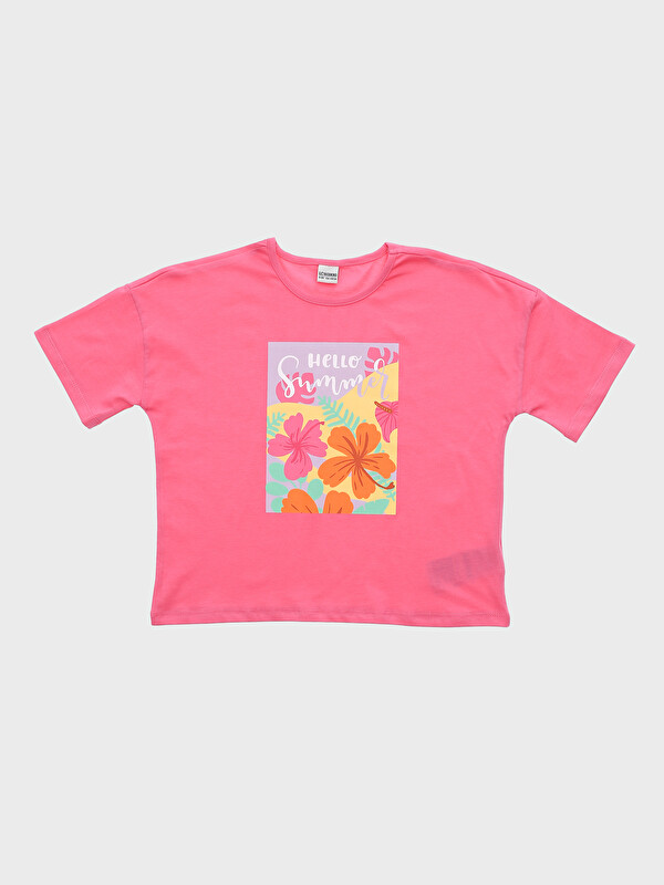 LCW Kids Crew Neck Printed Short Sleeve Girls' T-Shirt