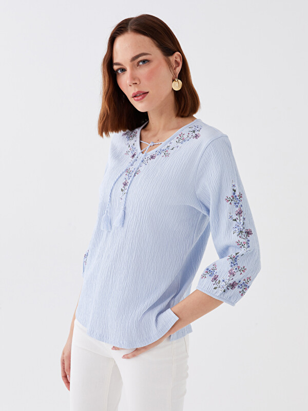 LCW Grace Blouse à Motifs avec Col Lavallière pour Femmes
