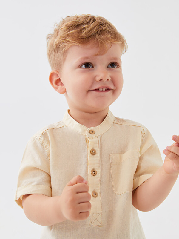 LCW baby Grandad Collar Short Sleeve Baby Boys' Shirt