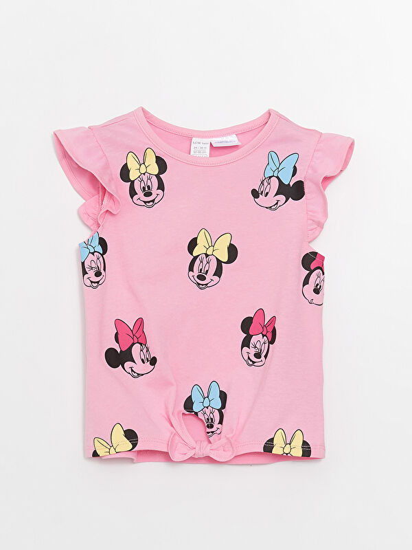 LCW baby Crew Neck Minnie Mouse Printed Baby Girls' T-Shirt