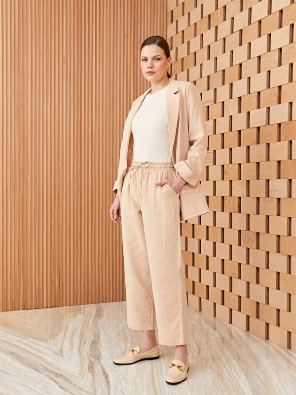 LCW Modest Elasticated Waist Loose Fit Muslin Women's Trousers