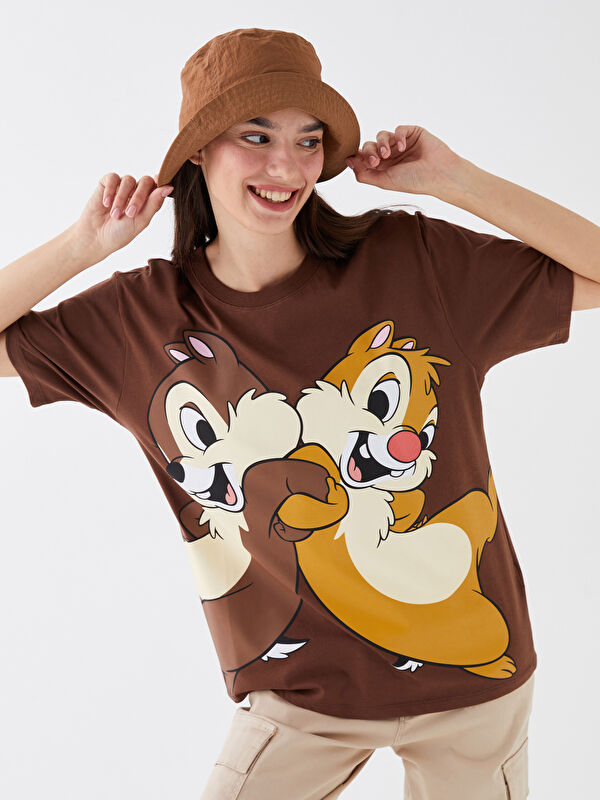 【美品】サイズ3（2Y-3Y）EARTH 半袖 セットアップ ブラウン LCW Vision Crew Neck Chip'n Dale Printed Short-Sleeve Oversized