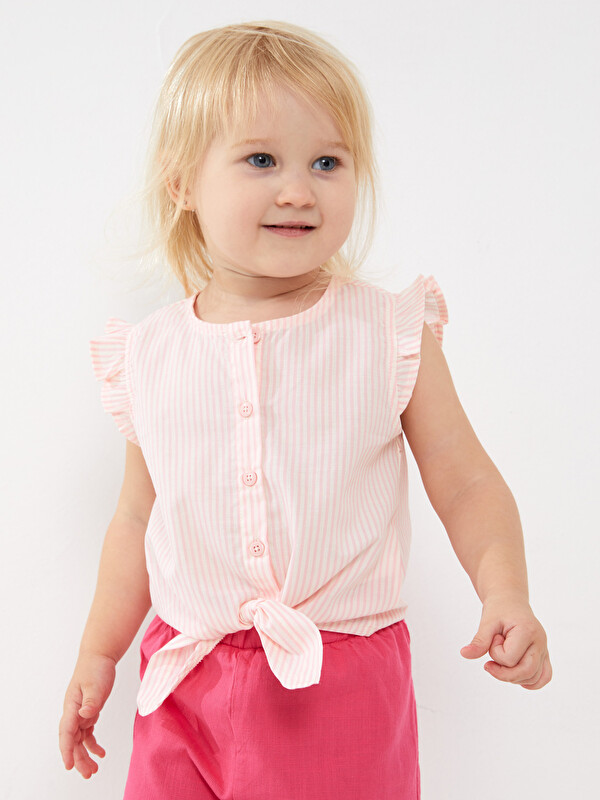 LCW baby Crew Neck Striped Baby Girl Shirt
