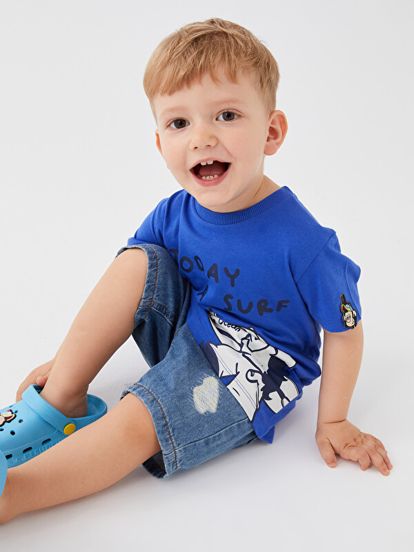 LCW baby Crew Neck Short Sleeve Nostalgic Monkey Printed Baby Boys' T-Shirt