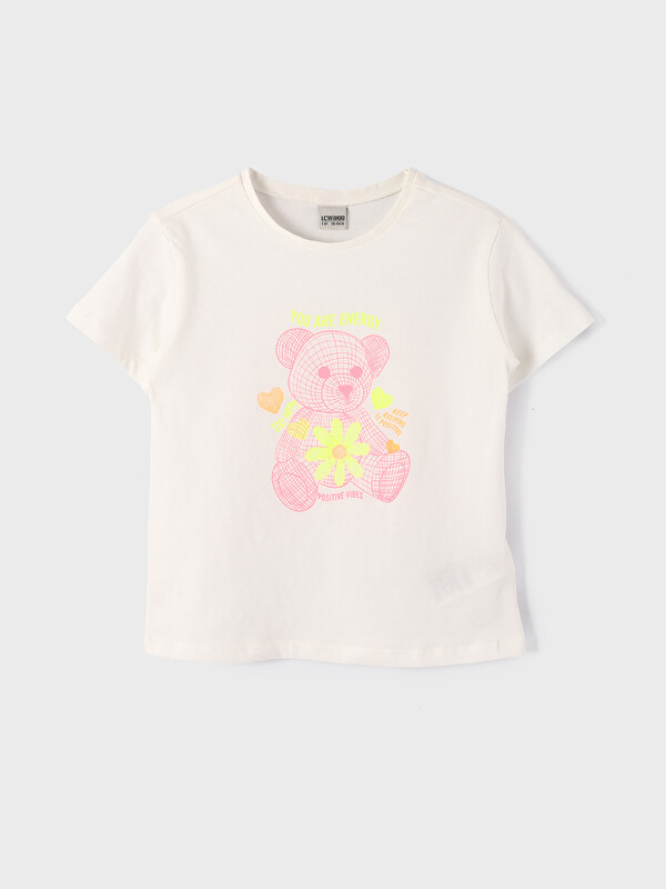 LCW Kids Crew Neck Printed Short Sleeve Girls' T-Shirt