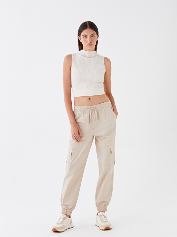 LCW Vision Women's Elasticated Waist Plain Parachute Trousers