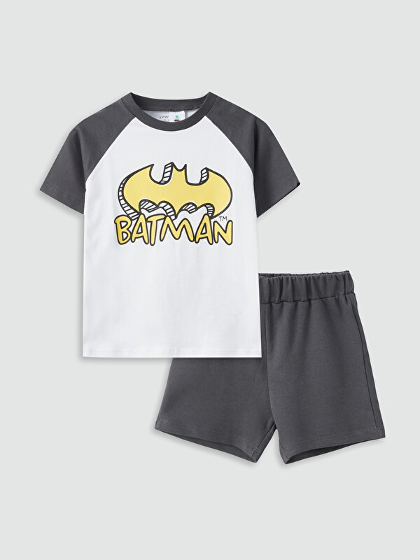 LCW baby Ensemble T-Shirt et Short Bébé Garçon Batman Imprimé Manches Courtes Col Rond 2 Pièces