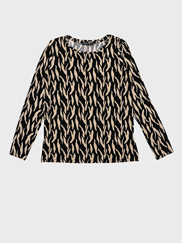 LCWAIKIKI Classic Crew Neck Patterned Long Sleeve Women's T-Shirt