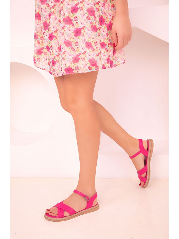 Deri Görünümlü Kadın Sandalet - Görsel 3