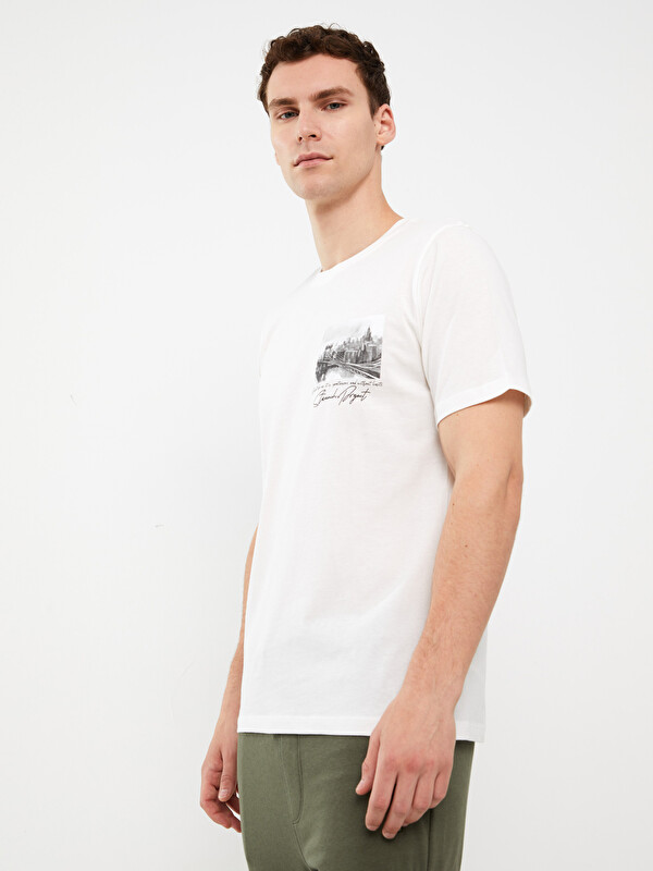 XSIDE Crew Neck Short Sleeve Printed Combed Cotton Men's T-shirt