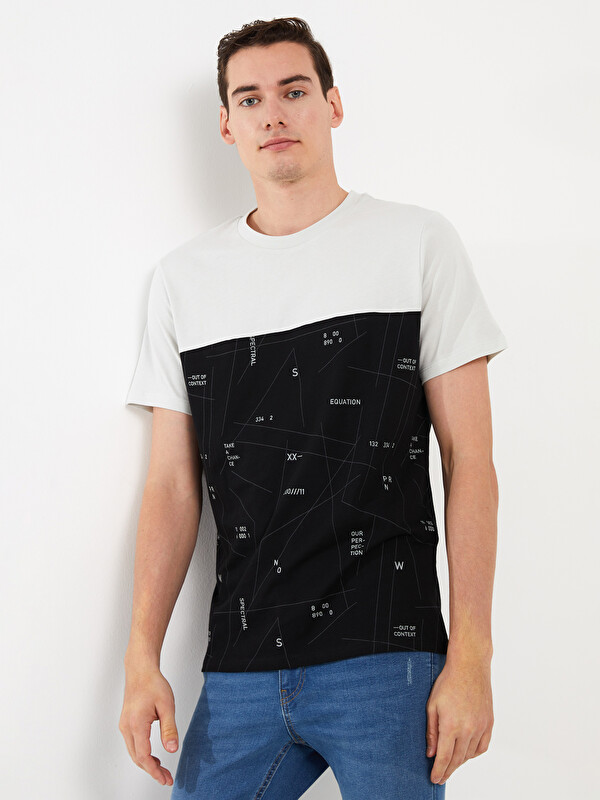XSIDE Crew Neck Short Sleeve Color Block Jersey Men's T-Shirt