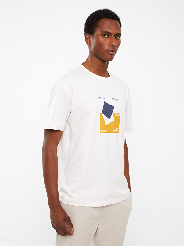 XSIDE Crew Neck Short Sleeve Printed Combed Cotton Men's T-shirt