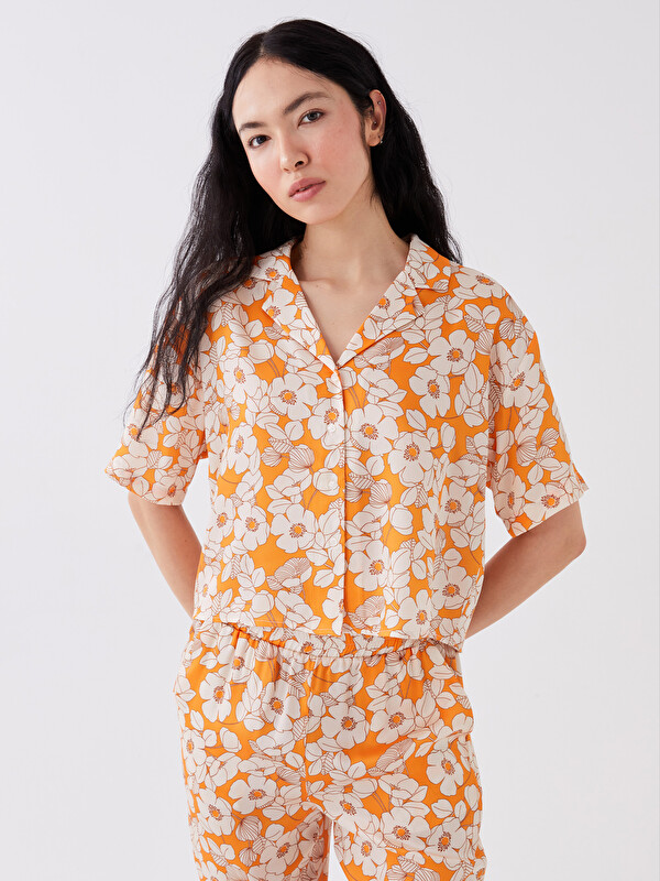 LCW Vision Chemise pour Femmes à Manches Courtes Coupe Courte Florale