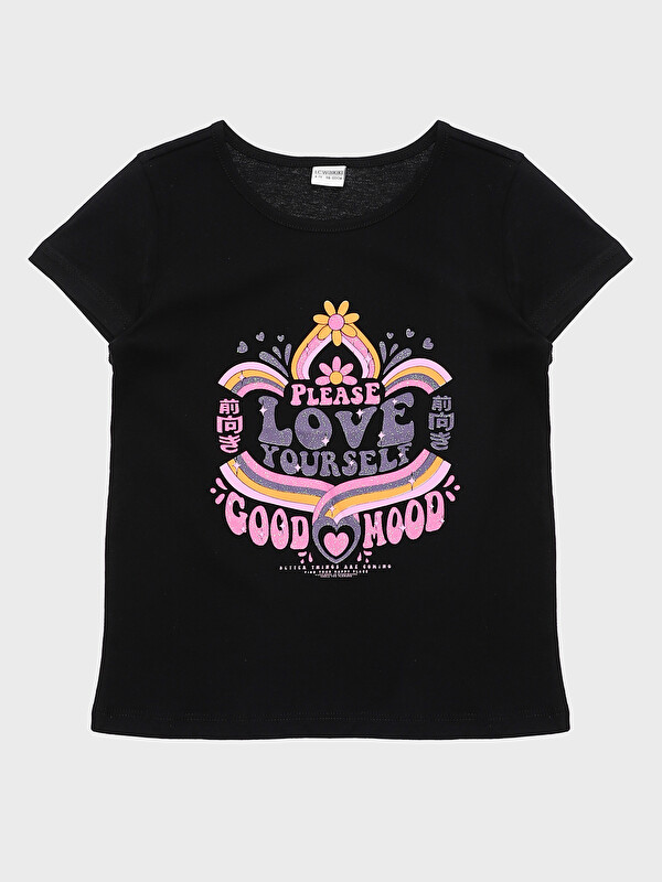 LCW Kids Crew Neck Printed Short Sleeve Girls' T-Shirt