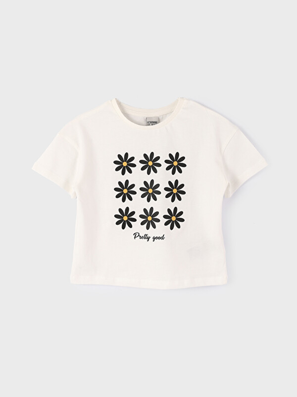 LCW Kids Crew Neck Printed Short Sleeve Girls' T-Shirt