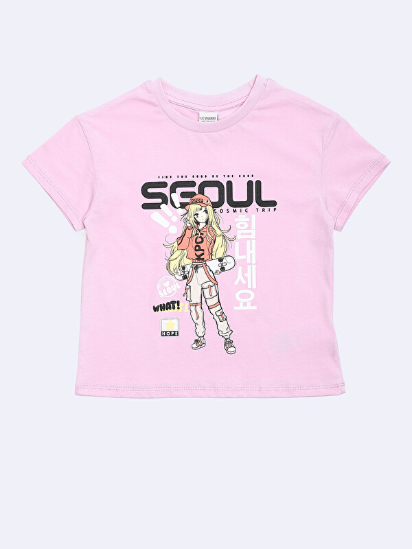LCW Kids Crew Neck Printed Girls' T-Shirt