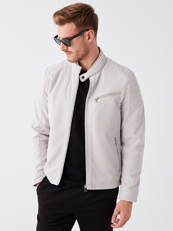 LCW Vision Slim Fit Biker Neck Men's Coat