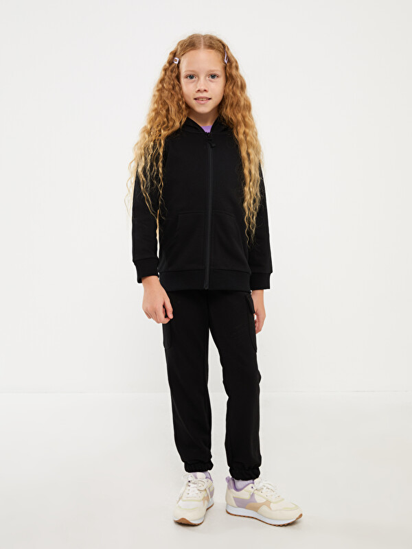 LCW Kids Elasticated Waist Basic Girls' Cargo Sweatpants