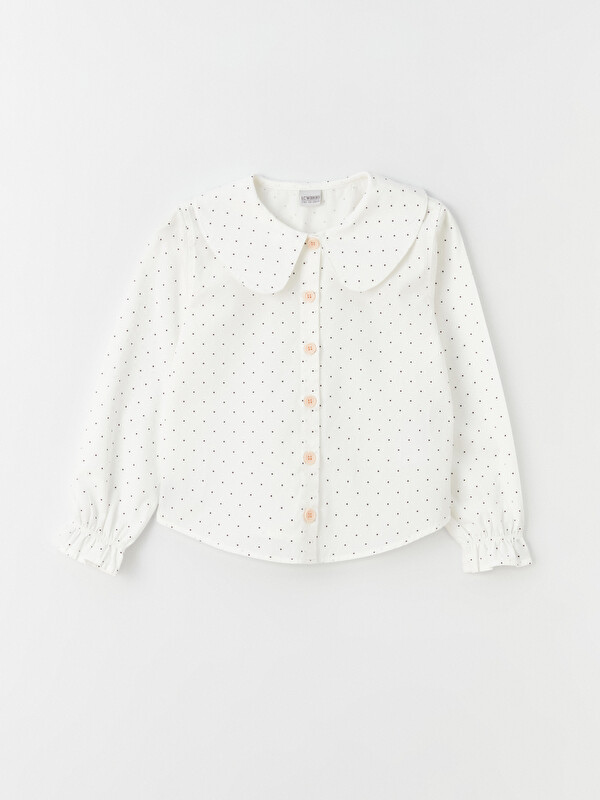 LCW Kids Baby Collar Polka Dot Long Sleeve Girl's Shirt