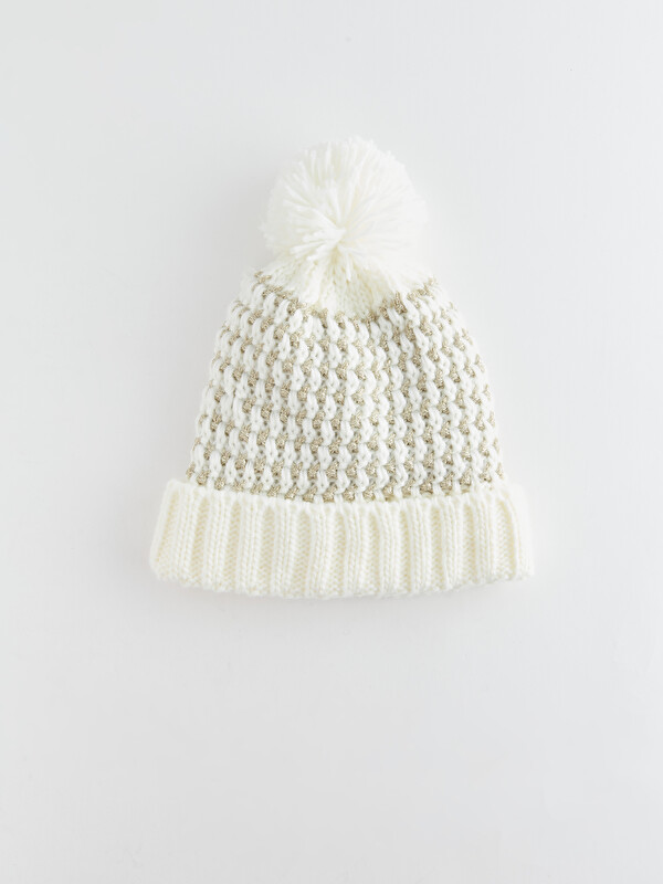 LCW ACCESSORIES Self-Patterned Pom-pom Girls' Knitwear Beanie