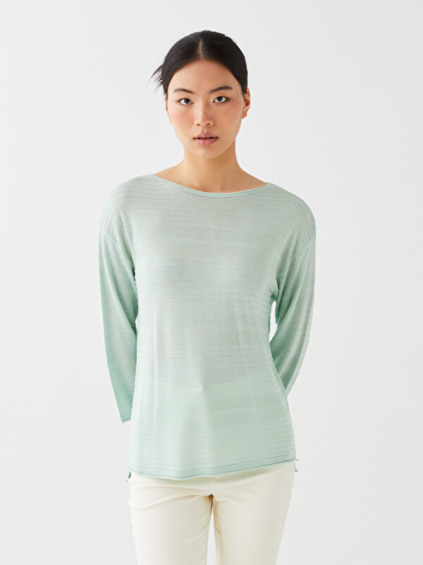 LCWAIKIKI Basic Pull-over encolure bateau à motifs pour Femmes en tricot