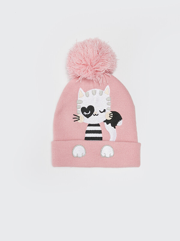 LCW ACCESSORIES Embroidered Pom-Pom Girls' Knitwear Beanie
