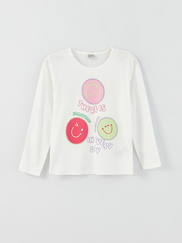 LCW Kids T-shirt à Manches Longues Imprimé à Col Rond pour Filles