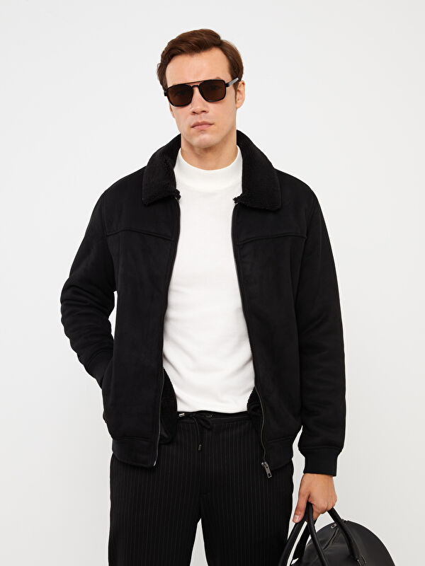 LCWAIKIKI Classic Standard Fit Collared Neck Suede Men's Coat