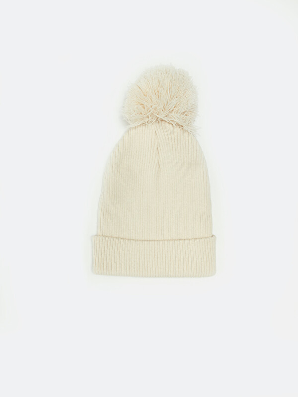 LCW baby Pompom Detailed Printed Baby Girl Beanie