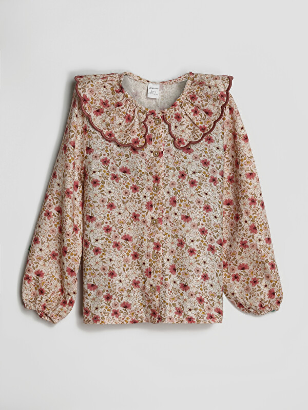 LCW Kids Chemise à motif pour fille avec col Claudine et manches longues.