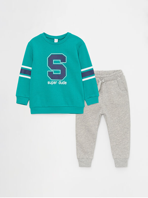 LCW baby Crew Neck Printed Baby Boys' Sweatshirt and