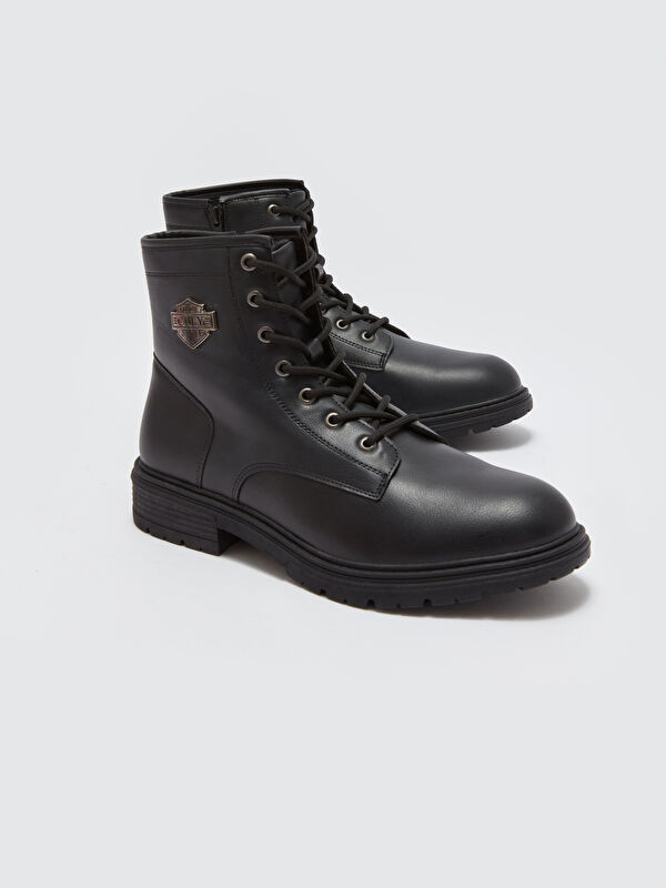 Bağcıklı Deri Görünümlü Erkek Bot - Görsel 4