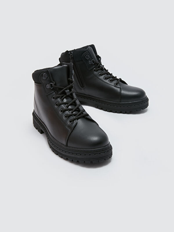 Bağcıklı Deri Görünümlü Erkek Bot - Görsel 3