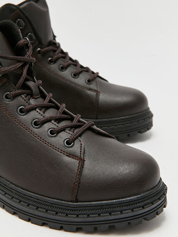 Bağcıklı Deri Görünümlü Erkek Bot - Görsel 4