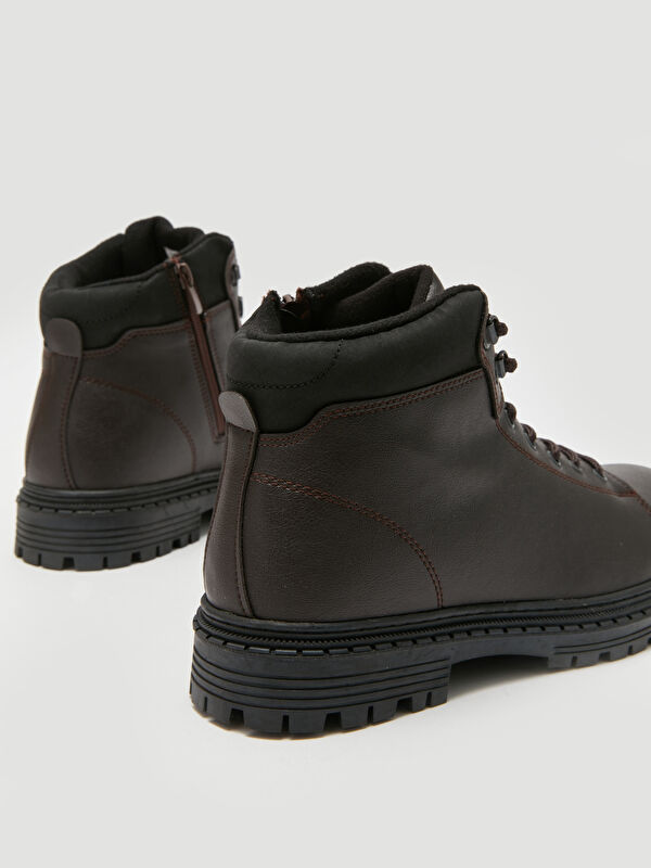 Bağcıklı Deri Görünümlü Erkek Bot - Görsel 6