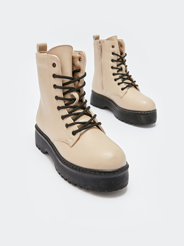 Deri Görünümlü Topuklu Kadın Bot - Görsel 4