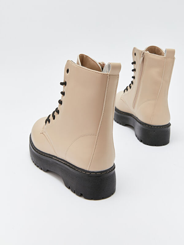 Deri Görünümlü Topuklu Kadın Bot - Görsel 6