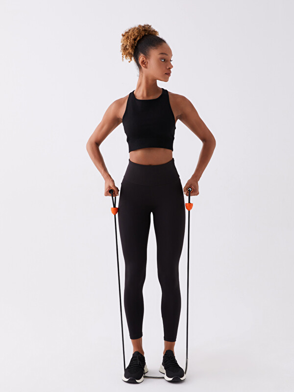 XSIDE ACTIVE Beli Lastikli Düz İnterlok Kadın Spor Tayt