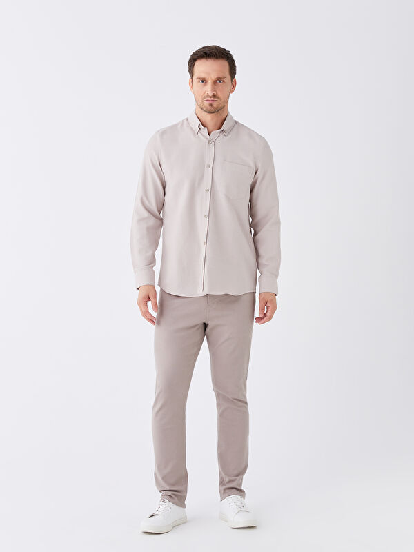 LC Waikiki Regular Fit Long Sleeve Dobby Fabric Men's Shirt
