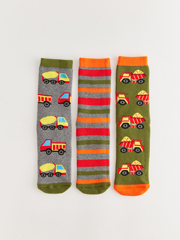 LCW Kids Patterned Boys' Terry Ankle Socks 3-Pack