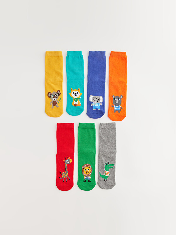 LCW Kids Patterned Boys' Ankle Socks 7 Pack