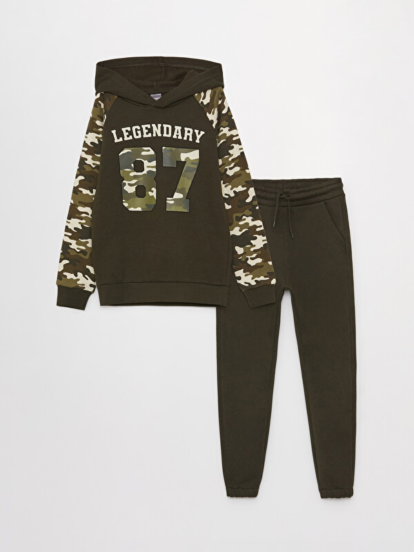 LCW Kids Baskılı Uzun Kollu Erkek Çocuk Hoodie ve Eşofman Altı