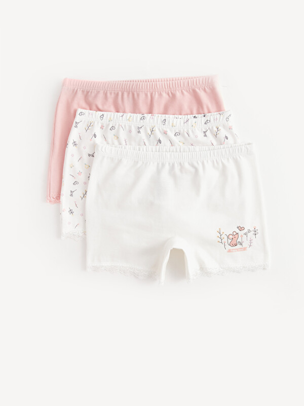 LCW Kids Baskılı Kız Çocuk Boxer 3'lü