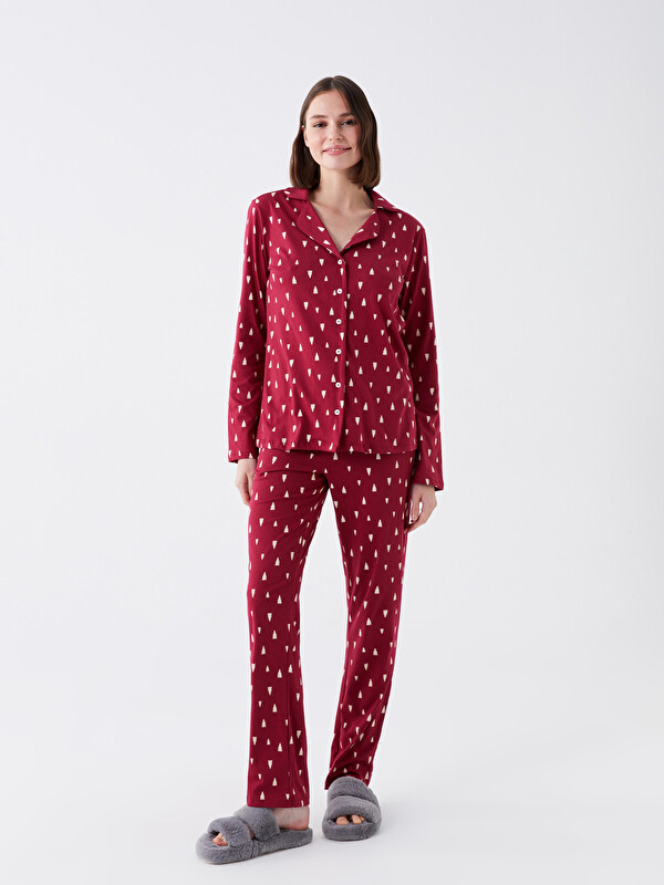 LCW DREAM Shirt Collar Patterned Women's Pyjama Set