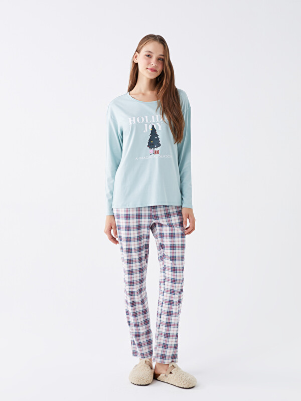 LCW DREAM Crew Neck Printed Long Sleeve Women's Pyjama Set