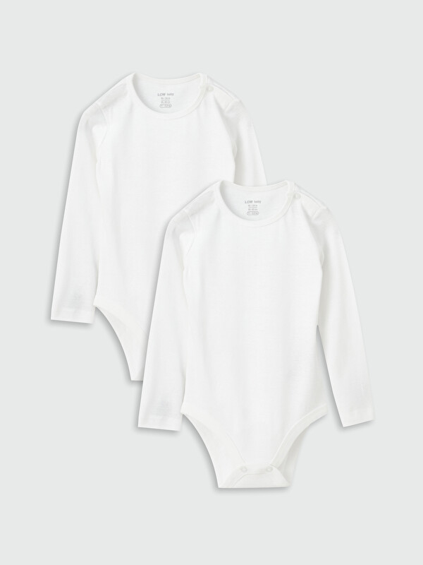 LCW baby Crew Neck Basic Baby Girl Snap Fastener Bodysuit 2 Pack