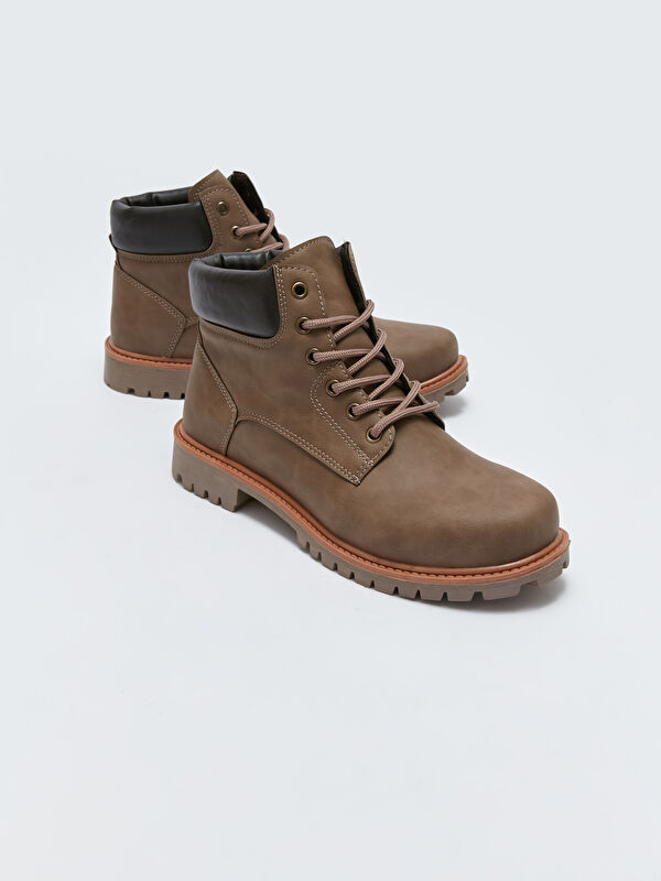 Bağcıklı Deri Görünümlü Erkek Bot - Görsel 4