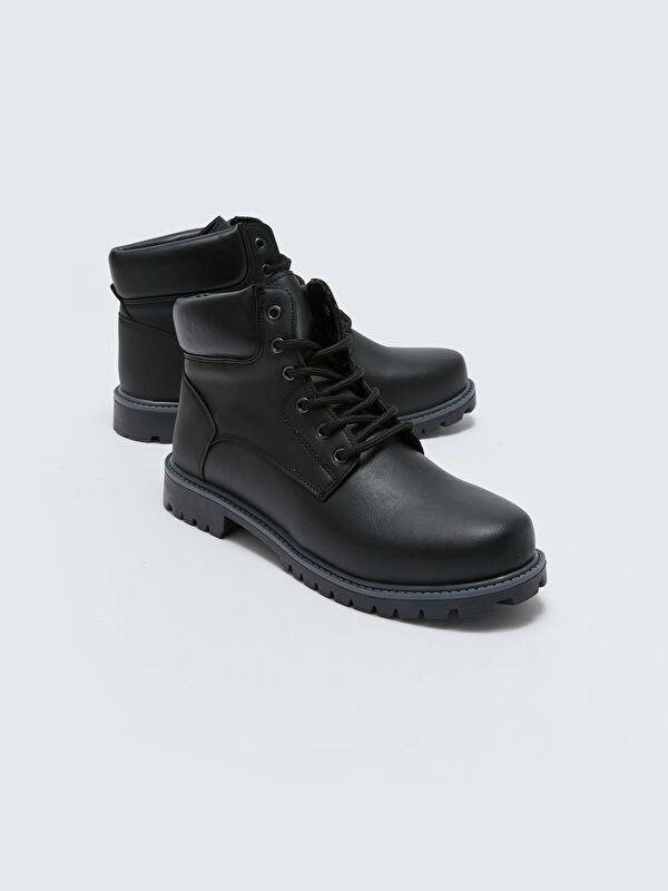 Bağcıklı Deri Görünümlü Erkek Bot - Görsel 4